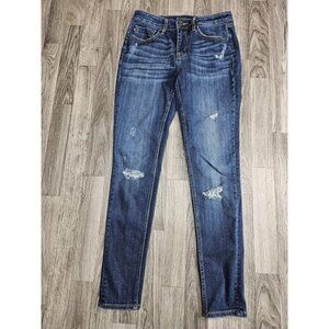 (3/$35) Vigoss Jeans Women 27 Mid Rise Blue Distressed Jagger Skinny Denim Pants